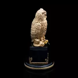 Silver-plated sculpture "Wise Owl" with gilding